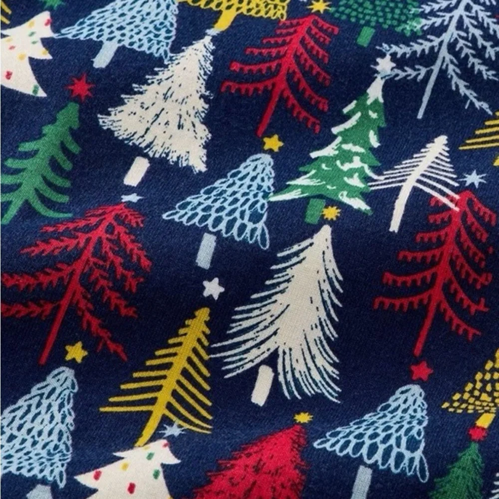 Hanna Andersson Size 12 Winter Christmas Trees Navy Long Sleeve Pajama Top Shirt